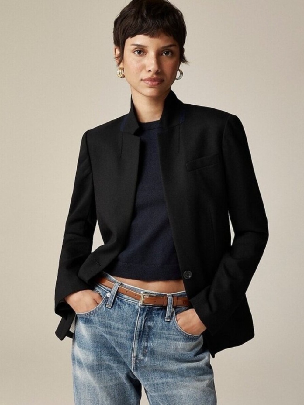 BOGO! J. Crew Regent Blazer Black Wool Flannel Single Button Jacket Size 8